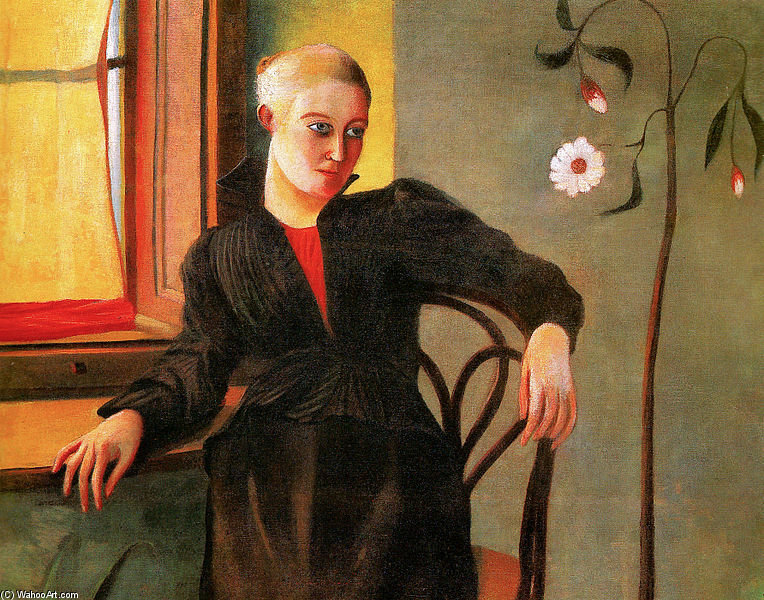 WikiOO.org – 美術百科全書 - 繪畫，作品 Tivadar Kosztka Csontváry - 女性  坐在 通过  的  窗口  -