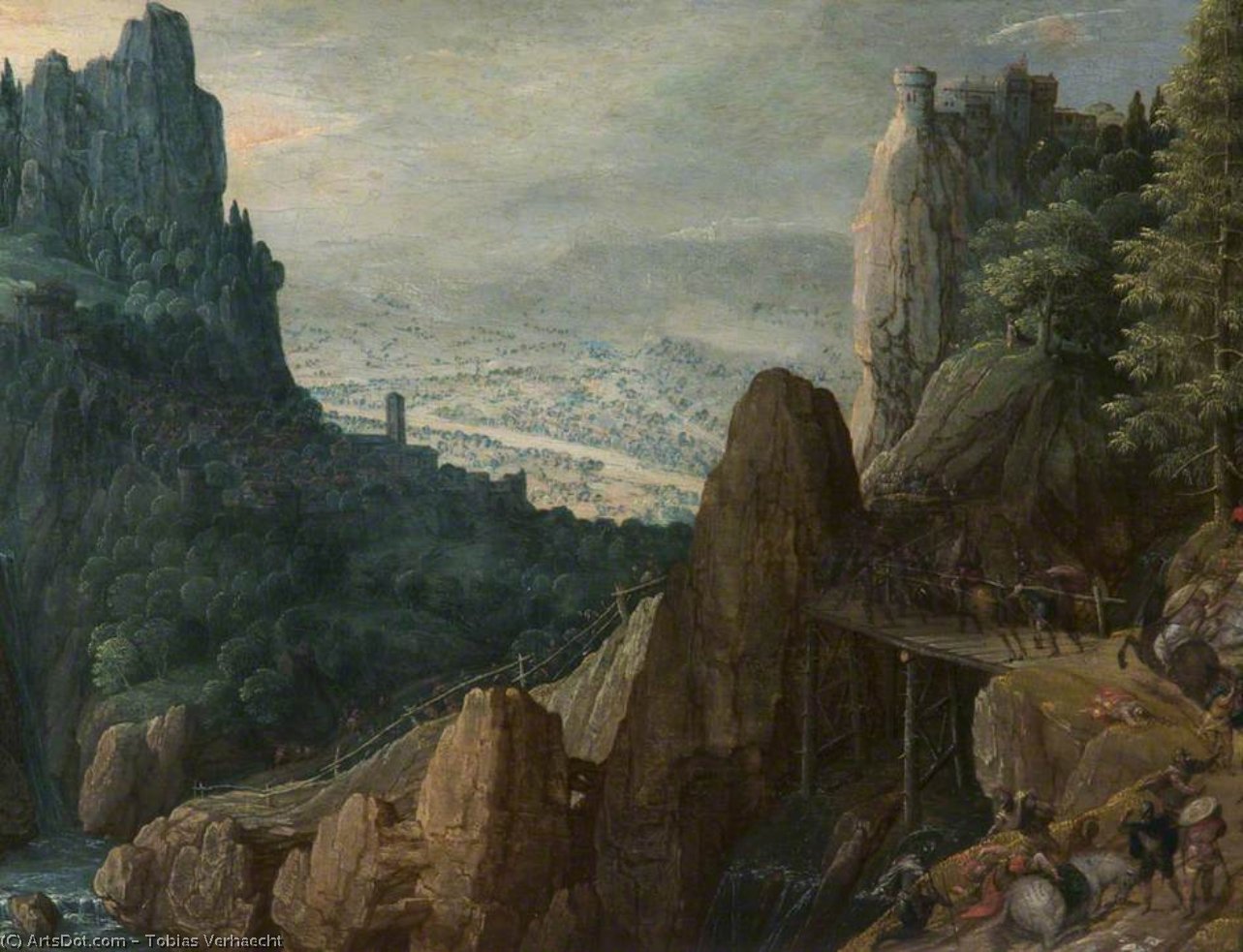 Wikioo.org - The Encyclopedia of Fine Arts - Painting, Artwork by Tobias Verhaecht - Landscape With The Conversion Of Saint Paul