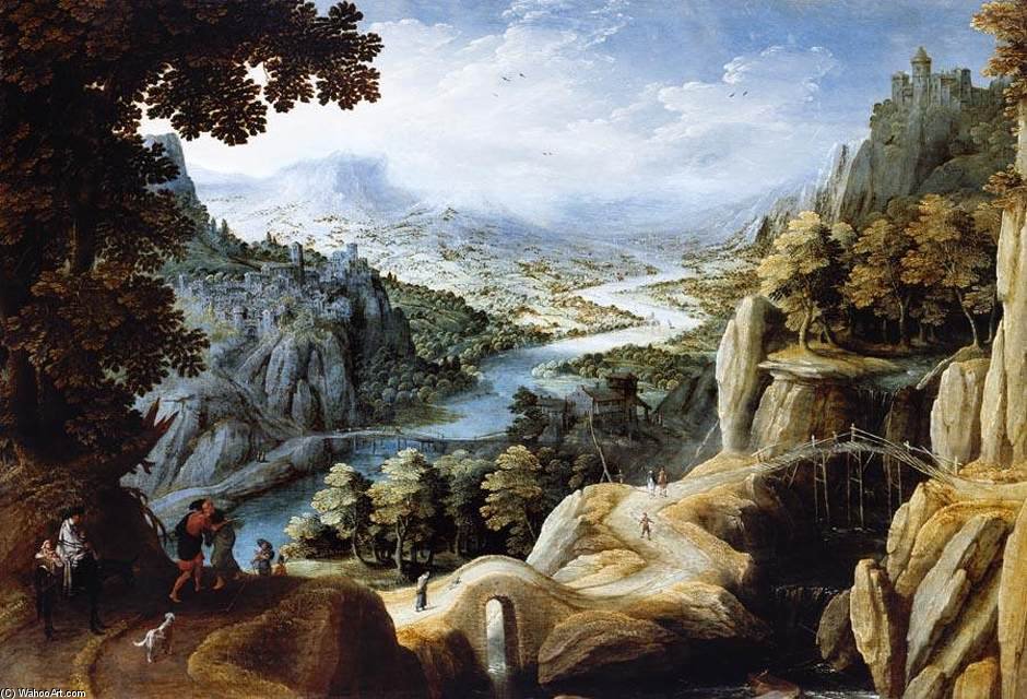 Wikioo.org - The Encyclopedia of Fine Arts - Painting, Artwork by Tobias Verhaecht - Mountainous River Landscape