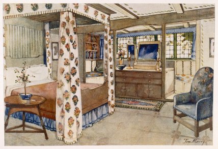 Wikioo.org - สารานุกรมวิจิตรศิลป์ - จิตรกรรม Tom Merry (William Mecham) - A Bedroom For A Country House In The Arts And Crafts