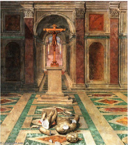 Wikioo.org – La Enciclopedia de las Bellas Artes - Pintura, Obras de arte de Tommaso Laureti Siciliano - triunfo de cruz fresco