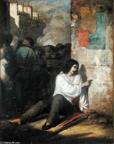 Wikioo.org - The Encyclopedia of Fine Arts - Painting, Artwork by Tony Johannot (Antoine Johannot) - The Injured Insurgent