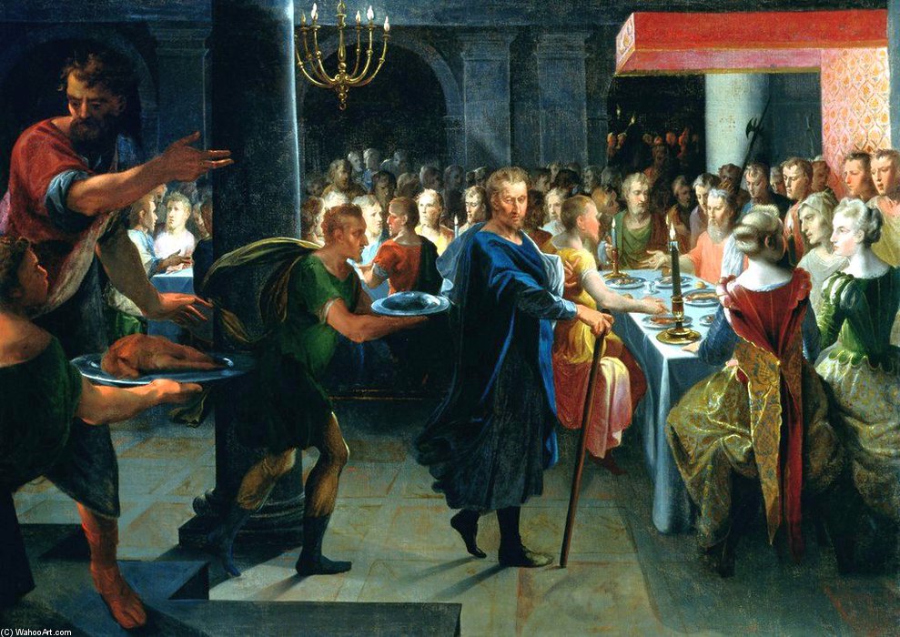WikiOO.org - Encyclopedia of Fine Arts - Maleri, Artwork Toussaint Dubreuil - Dicé Offrant Un Banquet À Francus