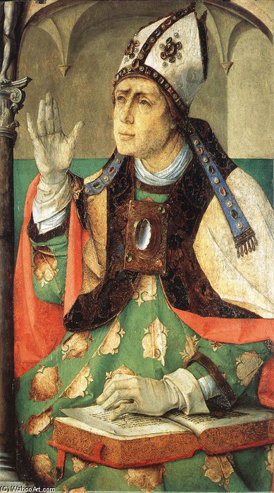 WikiOO.org - Enciklopedija likovnih umjetnosti - Slikarstvo, umjetnička djela Justus Van Gent (Joos Van Wassenhove) - St Augustine