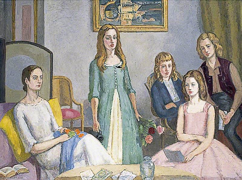 WikiOO.org - Encyclopedia of Fine Arts - Schilderen, Artwork Vanessa Bell - Angelica Garnett And Her Four Daughters
