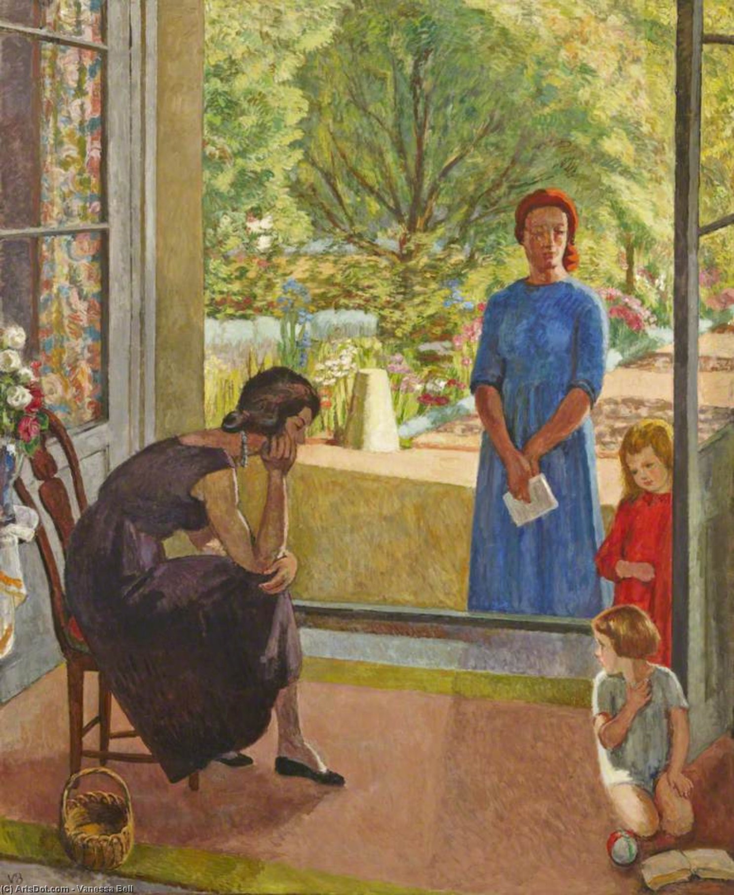 Wikioo.org - The Encyclopedia of Fine Arts - Painting, Artwork by Vanessa Bell - Figure Group With The Artist