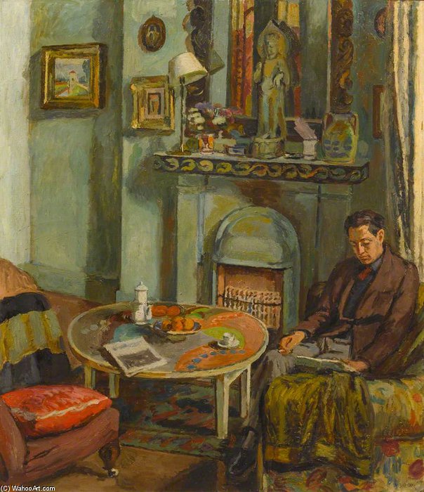 Wikioo.org - The Encyclopedia of Fine Arts - Painting, Artwork by Vanessa Bell - Interior With Duncan Grant