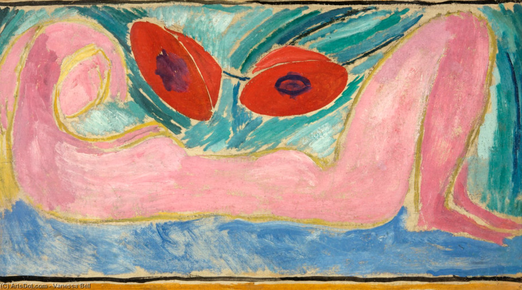Wikioo.org – La Enciclopedia de las Bellas Artes - Pintura, Obras de arte de Vanessa Bell - desnudo con amapolas
