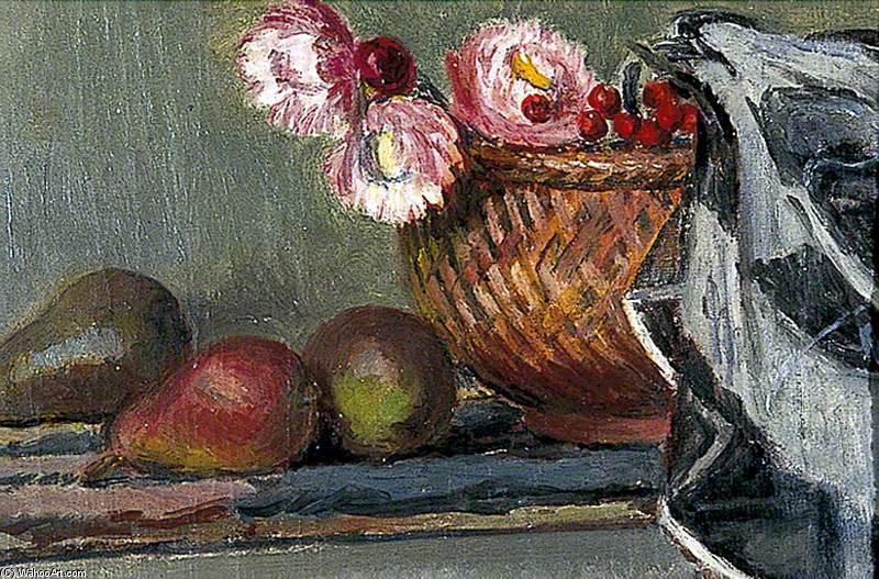 Wikioo.org - The Encyclopedia of Fine Arts - Painting, Artwork by Vanessa Bell - Still Life Of Pears And Everlasting Flowers