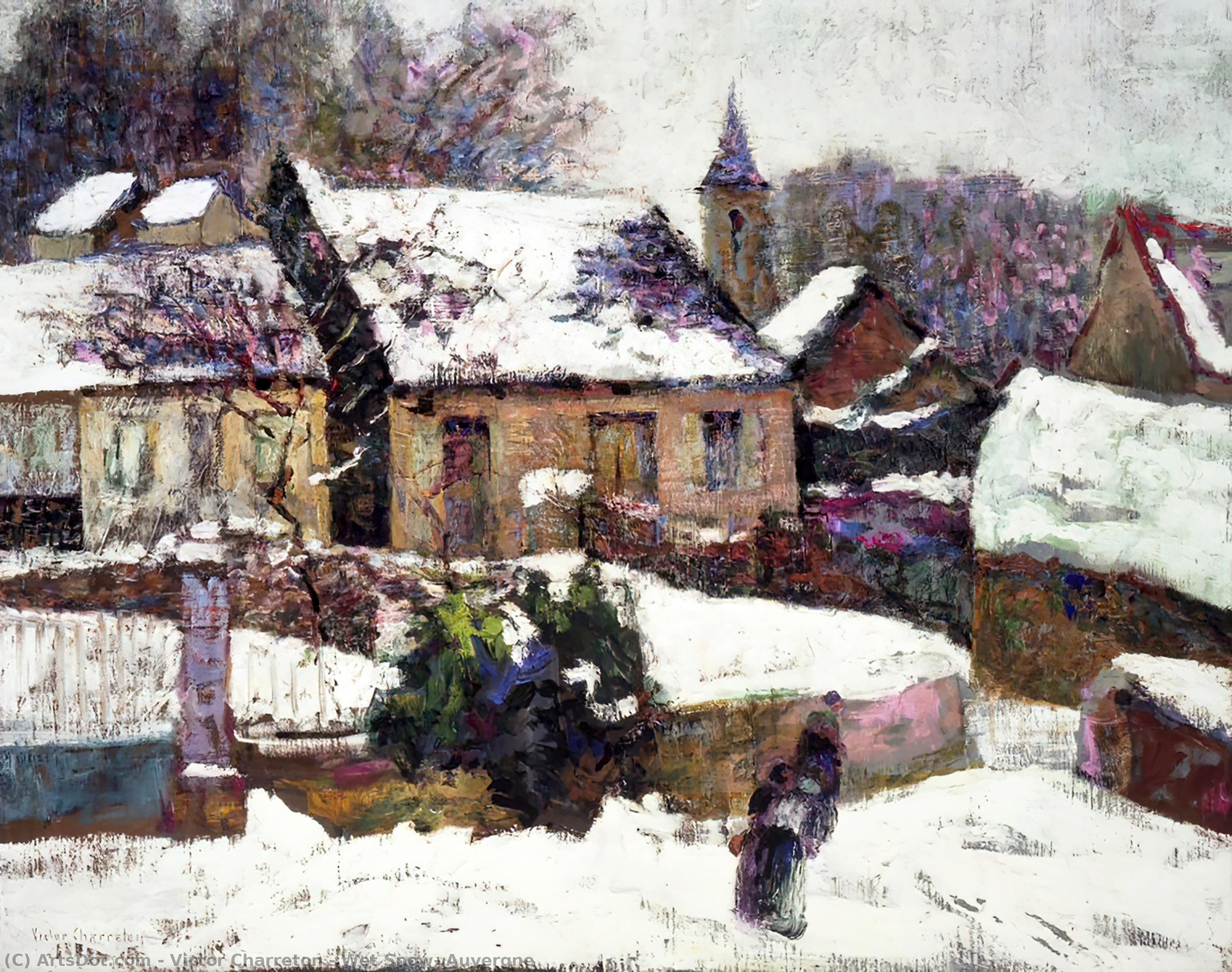 WikiOO.org - Encyclopedia of Fine Arts - Festés, Grafika Victor Charreton - Wet Snow, Auvergne