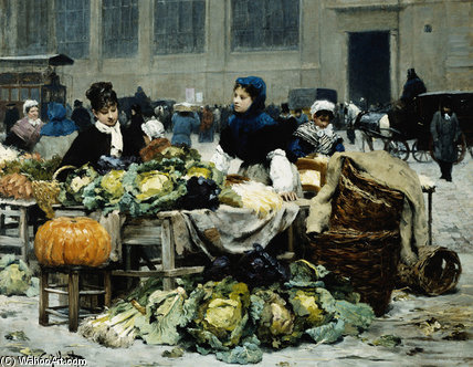Wikioo.org - The Encyclopedia of Fine Arts - Painting, Artwork by Victor Gabriel Gilbert - A Vegetable Stand