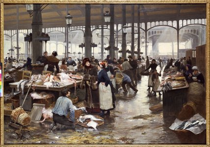 Wikioo.org - The Encyclopedia of Fine Arts - Painting, Artwork by Victor Gabriel Gilbert - The Fish Hall At The Central Market