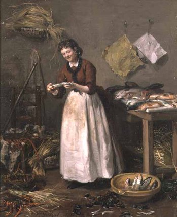 WikiOO.org - אנציקלופדיה לאמנויות יפות - ציור, יצירות אמנות Victor Gabriel Gilbert - The Fish Wife