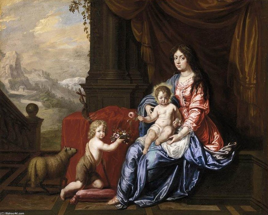 Wikioo.org - The Encyclopedia of Fine Arts - Painting, Artwork by Victor Honoré Janssens - Virgin With Child And The Infant St John The Baptist