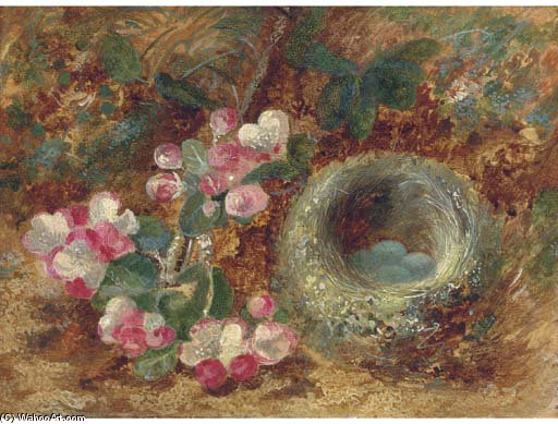 Wikioo.org - The Encyclopedia of Fine Arts - Painting, Artwork by Vincent Clare - Apple Blossom And A Bird's Nest