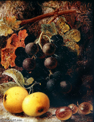 WikiOO.org - 백과 사전 - 회화, 삽화 Vincent Clare - Grapes, Apples And Gooseberries