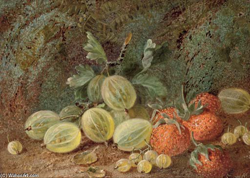 Wikioo.org – L'Enciclopedia delle Belle Arti - Pittura, Opere di Vincent Clare - Primule, azalee e maggio Blossom; E uva spina E Fragole