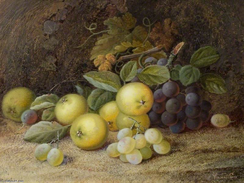 WikiOO.org - 백과 사전 - 회화, 삽화 Vincent Clare - Still Life With Apples And Grapes