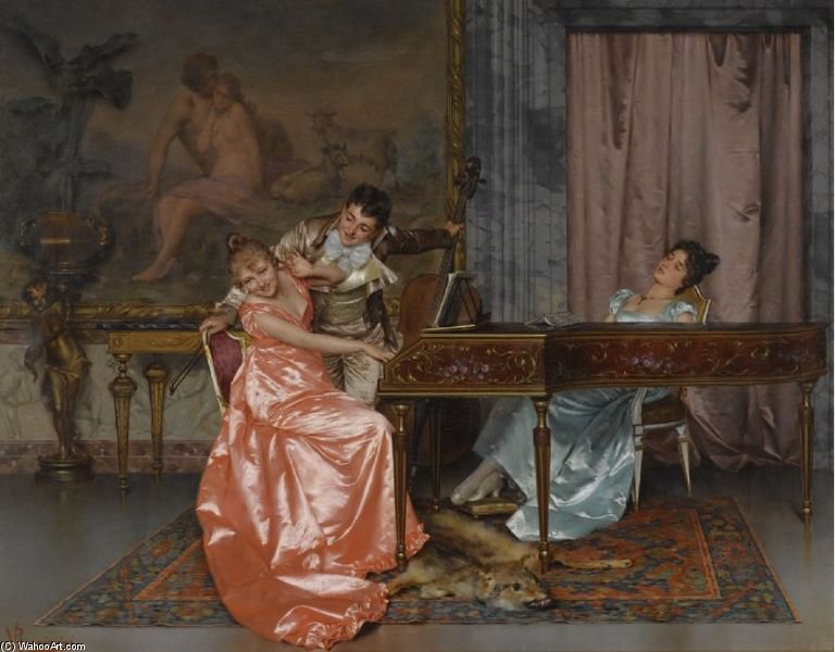 Wikioo.org – La Enciclopedia de las Bellas Artes - Pintura, Obras de arte de Vittorio Reggianini - rococó escena