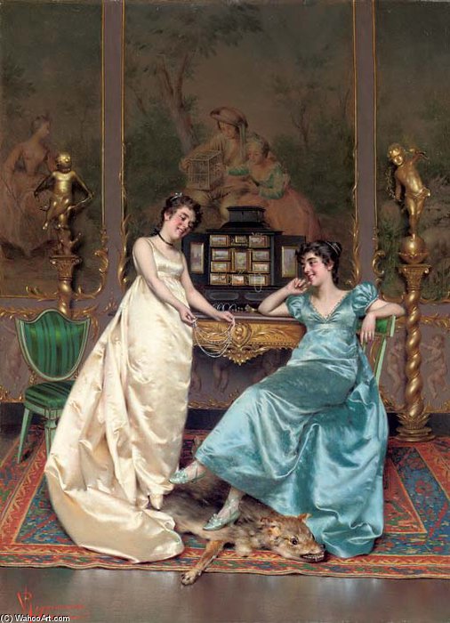 Wikioo.org - The Encyclopedia of Fine Arts - Painting, Artwork by Vittorio Reggianini - The Pearl Necklace