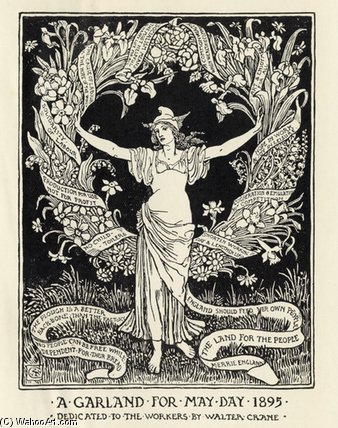 Wikioo.org - Encyklopedia Sztuk Pięknych - Malarstwo, Grafika Walter Crane - A Garland For May Day