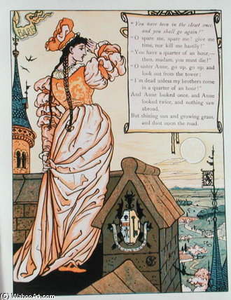 WikiOO.org - Encyclopedia of Fine Arts - Maleri, Artwork Walter Crane - Anne Looking From The Tower