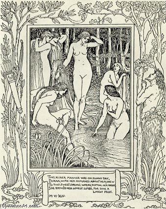 Wikioo.org - The Encyclopedia of Fine Arts - Painting, Artwork by Walter Crane - Diana And Her Nymphs