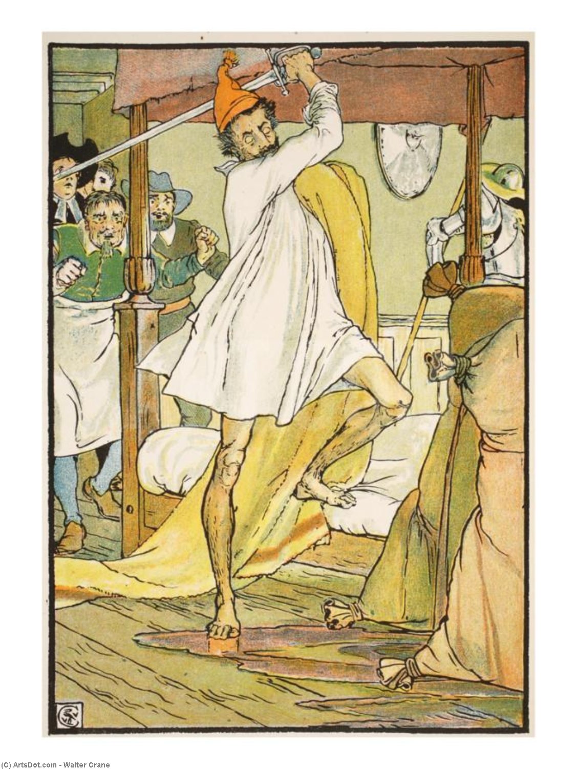 Wikoo.org - موسوعة الفنون الجميلة - اللوحة، العمل الفني Walter Crane - Don Quixote's Extraordinary Battle
