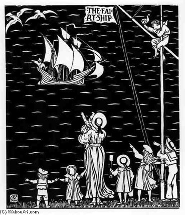 WikiOO.org - Εγκυκλοπαίδεια Καλών Τεχνών - Ζωγραφική, έργα τέχνης Walter Crane - End Paper Of 'the Fairy Ship