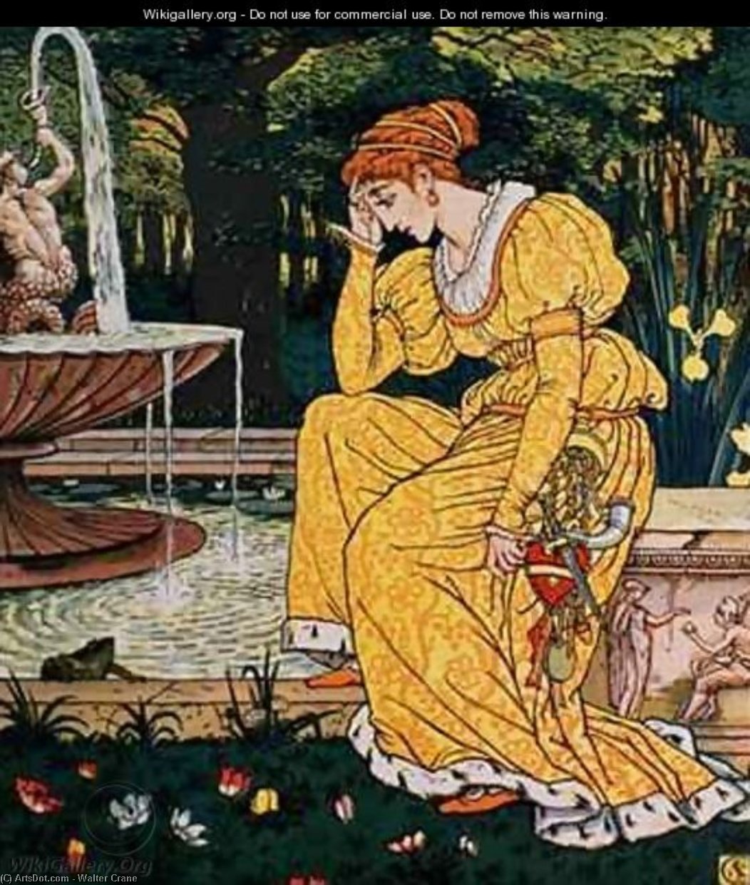 Wikioo.org - The Encyclopedia of Fine Arts - Painting, Artwork by Walter Crane - Frog Prince And The Maiden