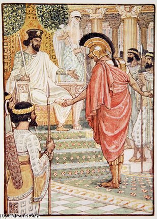 Wikioo.org - The Encyclopedia of Fine Arts - Painting, Artwork by Walter Crane - He Stood Silent Before The King