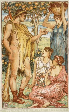 Wikioo.org - The Encyclopedia of Fine Arts - Painting, Artwork by Walter Crane - Hercules And The Nymphs