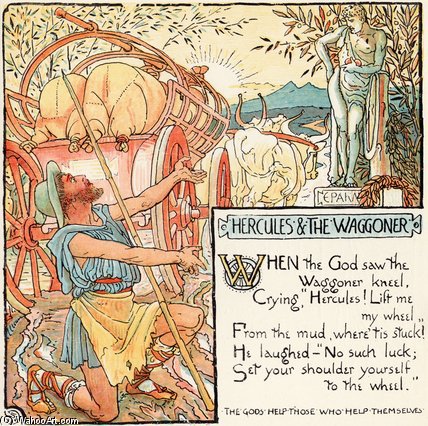 Wikioo.org - Encyklopedia Sztuk Pięknych - Malarstwo, Grafika Walter Crane - Hercules And The Waggoner