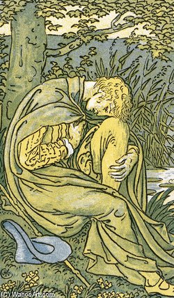Wikioo.org - The Encyclopedia of Fine Arts - Painting, Artwork by Walter Crane - Lover With Head Bowed In Grief