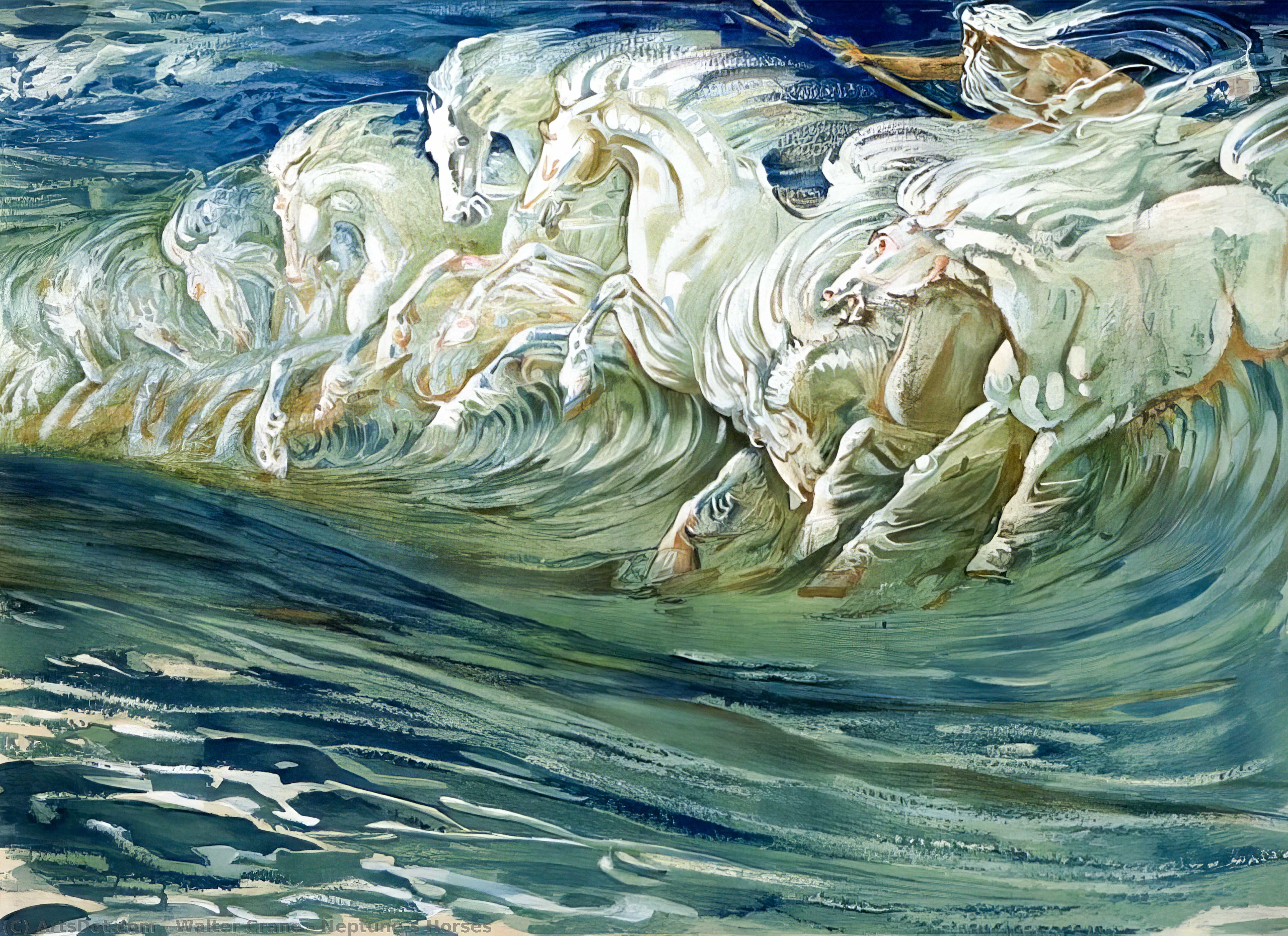 WikiOO.org - Enciklopedija dailės - Tapyba, meno kuriniai Walter Crane - Neptune's Horses