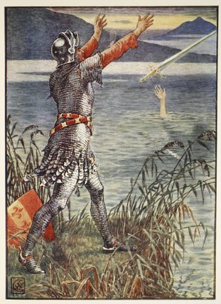 WikiOO.org - Encyclopedia of Fine Arts - Maľba, Artwork Walter Crane - Sir Bedivere Casts The Sword Excalibur