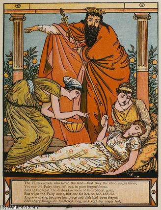 WikiOO.org - Encyclopedia of Fine Arts - Maľba, Artwork Walter Crane - Sleeping Beauty