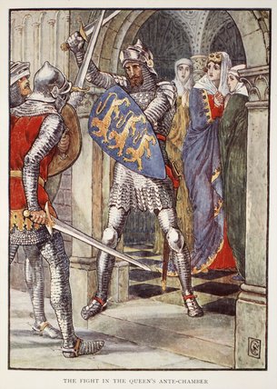 Wikioo.org - The Encyclopedia of Fine Arts - Painting, Artwork by Walter Crane - The Fight In The Queen's Ante-chamber