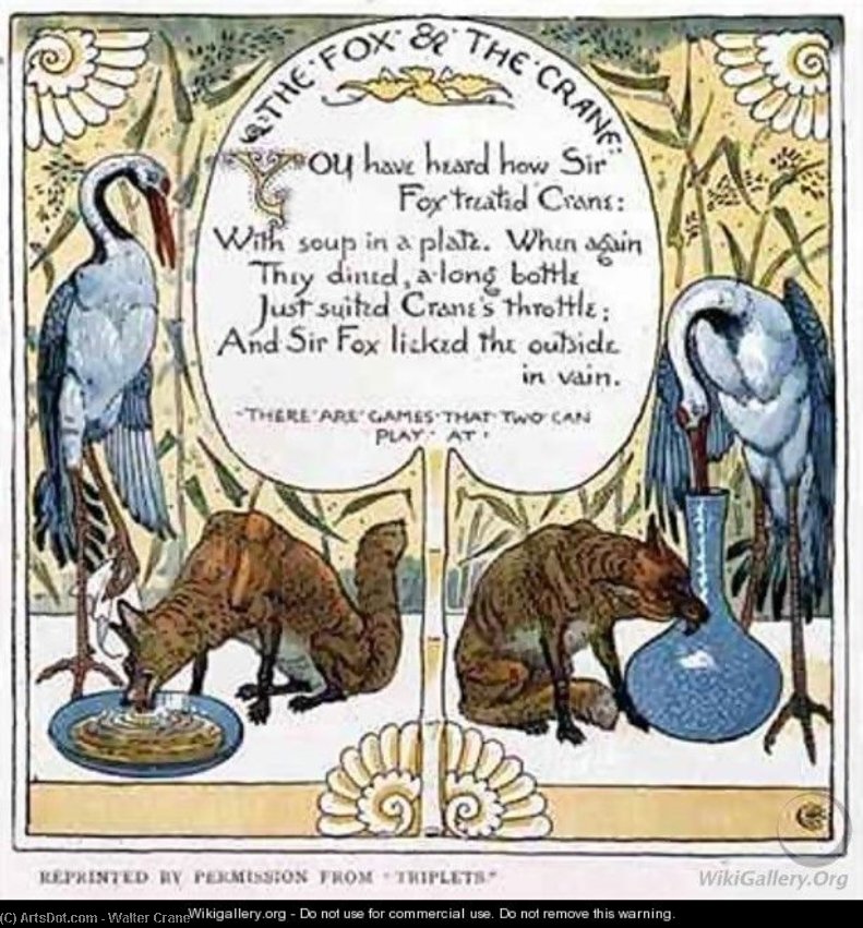 Wikioo.org - The Encyclopedia of Fine Arts - Painting, Artwork by Walter Crane - The Fox And The Crane
