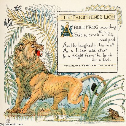 Wikioo.org - The Encyclopedia of Fine Arts - Painting, Artwork by Walter Crane - The Frightened Lion