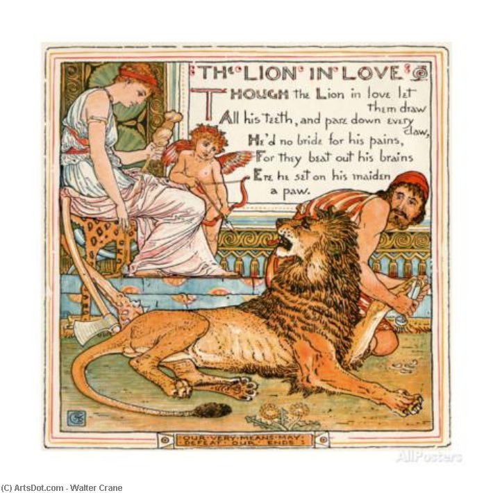 Wikioo.org - The Encyclopedia of Fine Arts - Painting, Artwork by Walter Crane - The Lion In Love