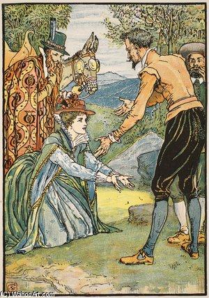 Wikioo.org - The Encyclopedia of Fine Arts - Painting, Artwork by Walter Crane - The Meeting Of Dorothea And Don Quixote