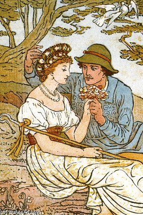 Wikioo.org - The Encyclopedia of Fine Arts - Painting, Artwork by Walter Crane - The Passionate Shepherd To His Love