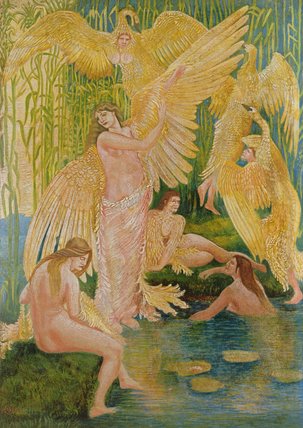 Wikioo.org - Encyklopedia Sztuk Pięknych - Malarstwo, Grafika Walter Crane - The Swan Maidens