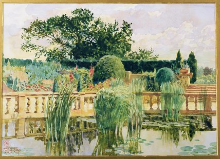 Wikioo.org - The Encyclopedia of Fine Arts - Painting, Artwork by Walter Crane - The Water Garden, Easton Lodge