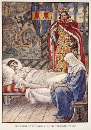 WikiOO.org – 美術百科全書 - 繪畫，作品 Walter Crane - 女巫给出的意见，以爵士崔斯特瑞姆的伤口