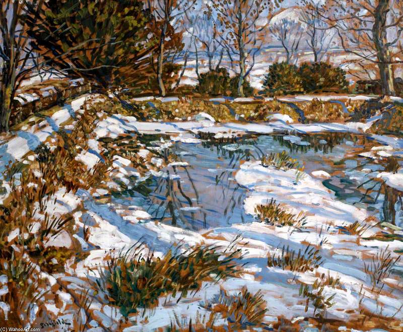 WikiOO.org - Encyclopedia of Fine Arts - Lukisan, Artwork Walter Elmer Schofield - Godolphin Pond In The Snow