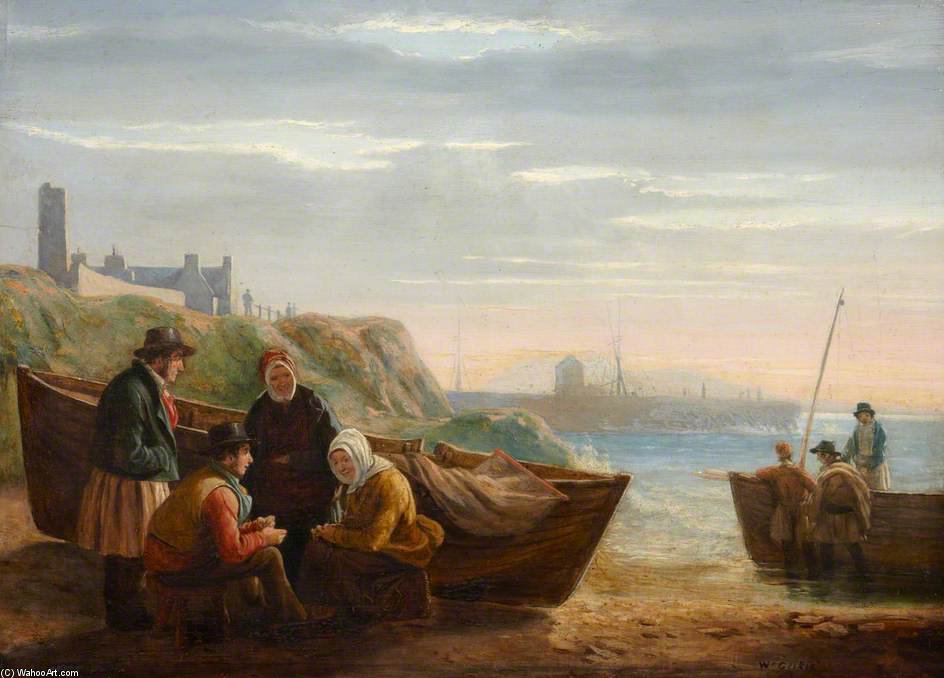 WikiOO.org - אנציקלופדיה לאמנויות יפות - ציור, יצירות אמנות Walter Geikie - Fisherfolk At Their Boats