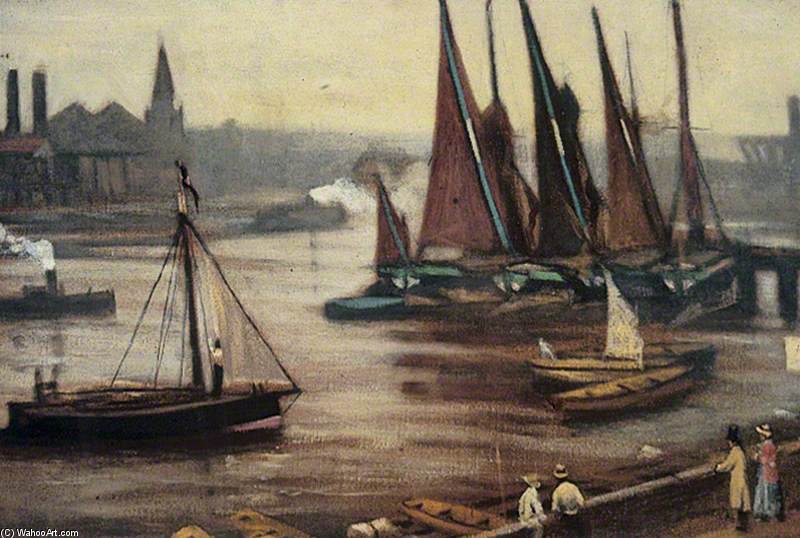WikiOO.org – 美術百科全書 - 繪畫，作品 Walter Greaves - 驳船在泰晤士河