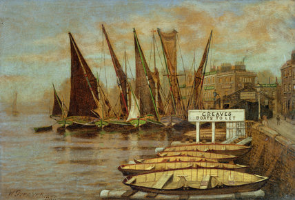 Wikoo.org - موسوعة الفنون الجميلة - اللوحة، العمل الفني Walter Greaves - Boat Yard, Chelsea